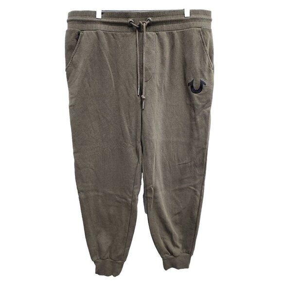 True Religion Mens Jogger Sweatpants XL Olive Green Drawstring Pull On Pants